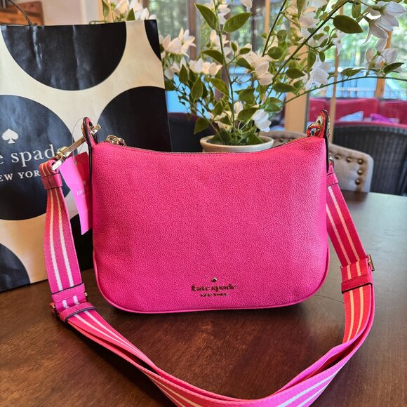 Kate Spade Rosie Crossbody Pebbled Leather Purse - Tropical Pink NWT $349 - Picture 1 of 5